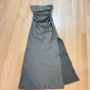 Bec + Bridge Strapless Ruched Maxi Dress – Olive Green – Size 6 (Hemmed)